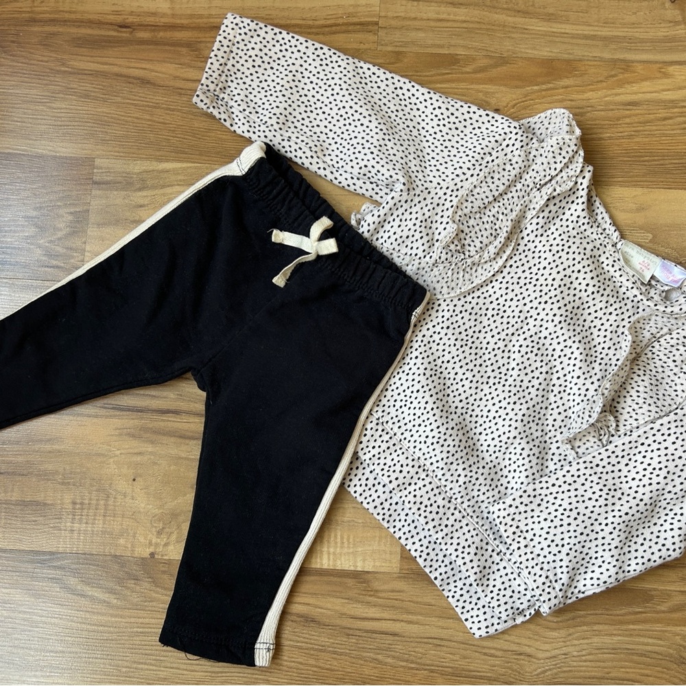 Zara Baby Dot Sweatshirt and Pant Outfit
